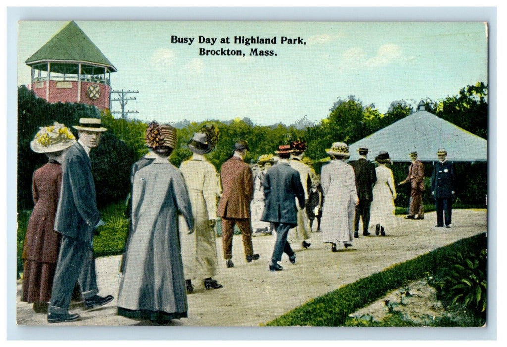 c1910's Busy Day At Highland Park Brockton Massachusetts MA Antique Postcard