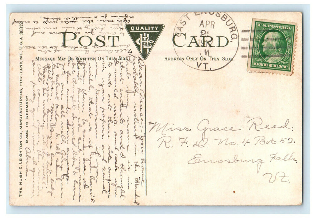 1912 Man in a Boat, Black River Ludlow Vermont VT East Enosburg VT Postcard