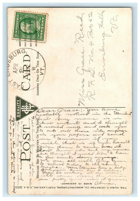 1912 Man in a Boat, Black River Ludlow Vermont VT East Enosburg VT Postcard
