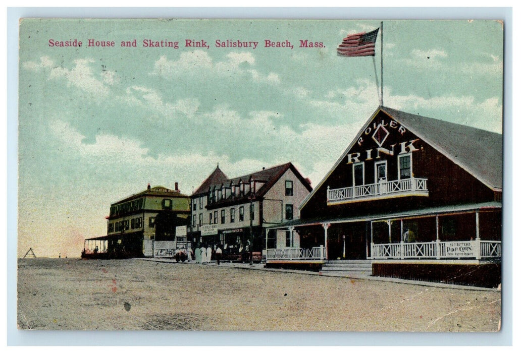 1911 Seaside House And Skating Rink Salisbury Massachusetts MA Antique Postcard