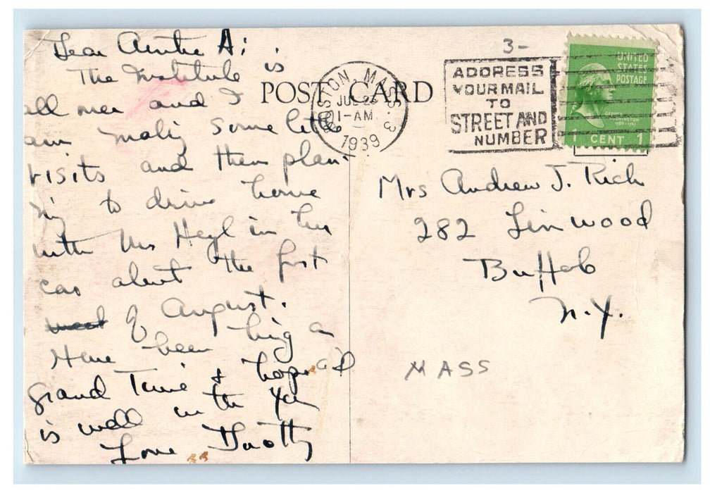 1939 Flowery Road, Wellesley College, Wellesley Massachusetts MA Postcard