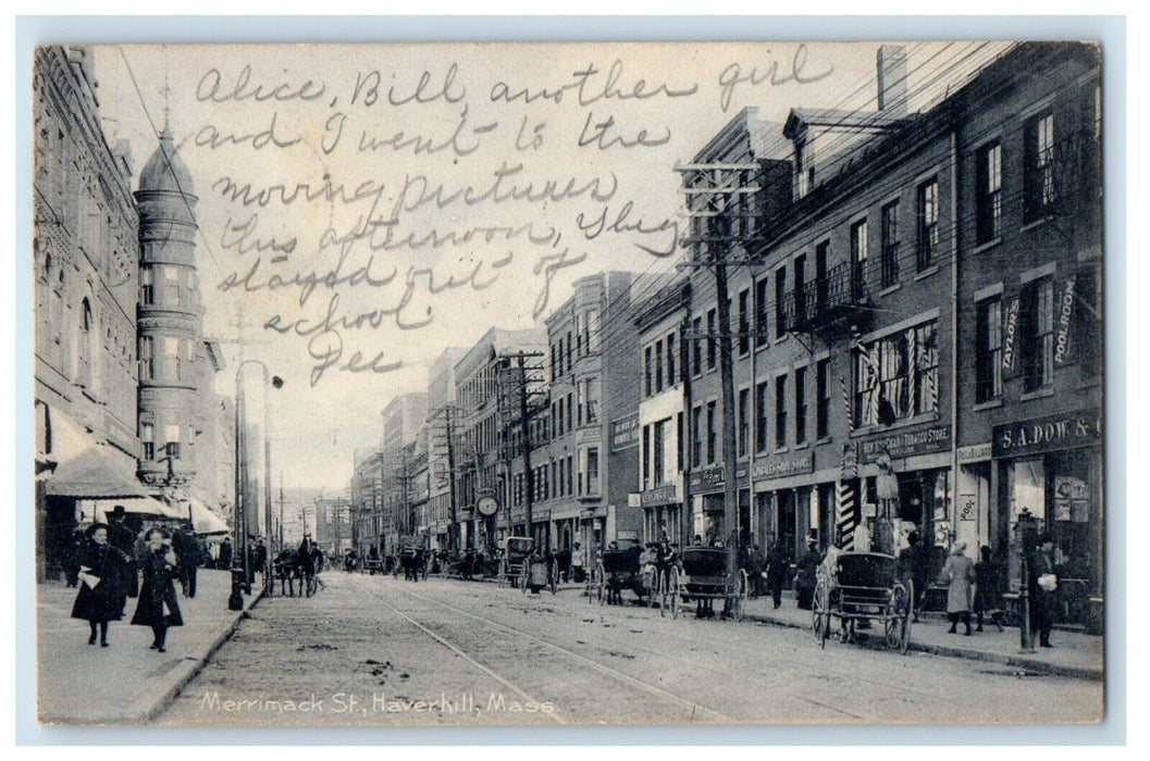 1908 Merrimack Street View Buildings Haverhill Massachusetts MA Antique Postcard