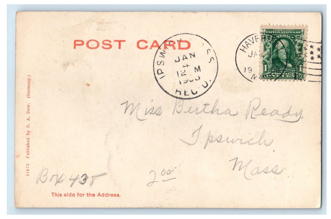 1908 Merrimack Street View Buildings Haverhill Massachusetts MA Antique Postcard