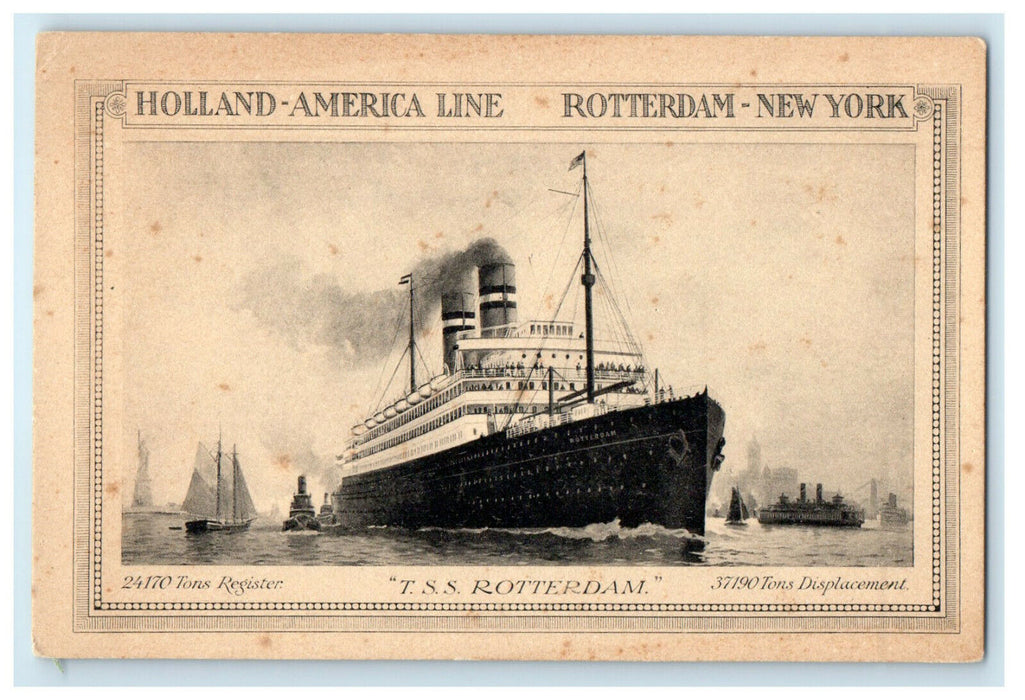 c1910s TSS Rotterdam Steamship Holland-America Line Rotterdam NY Postcard