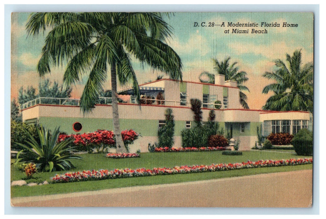 c1950's A Modernistic Florida Home at Miami Beach Florida FL Postcard