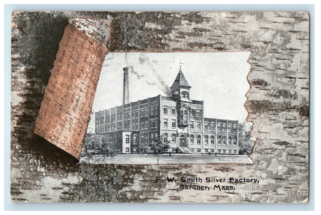 1907 F. W. Smith Silver Factory Building Gardner Massachusetts MA Postcard