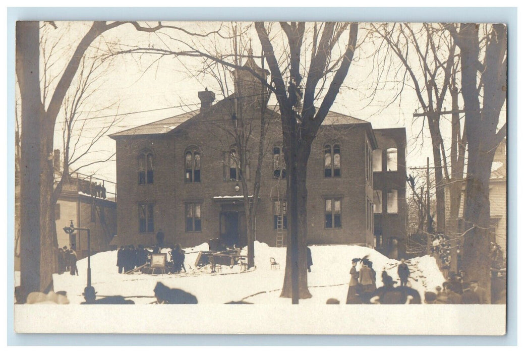 c1905 Burned Down School Building Shell Fire Disaster RPPC Photo Postcard