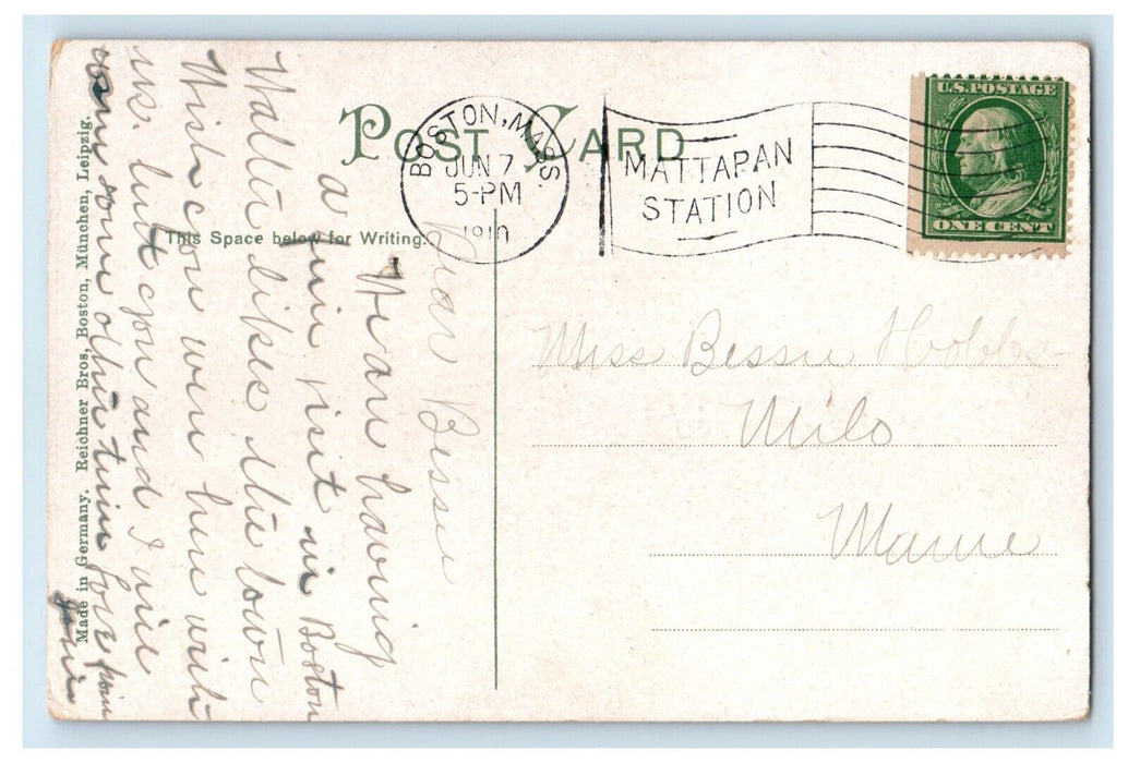 1910 The Hub Multiview Of Boston Massachusetts MA Posted Antique Postcard