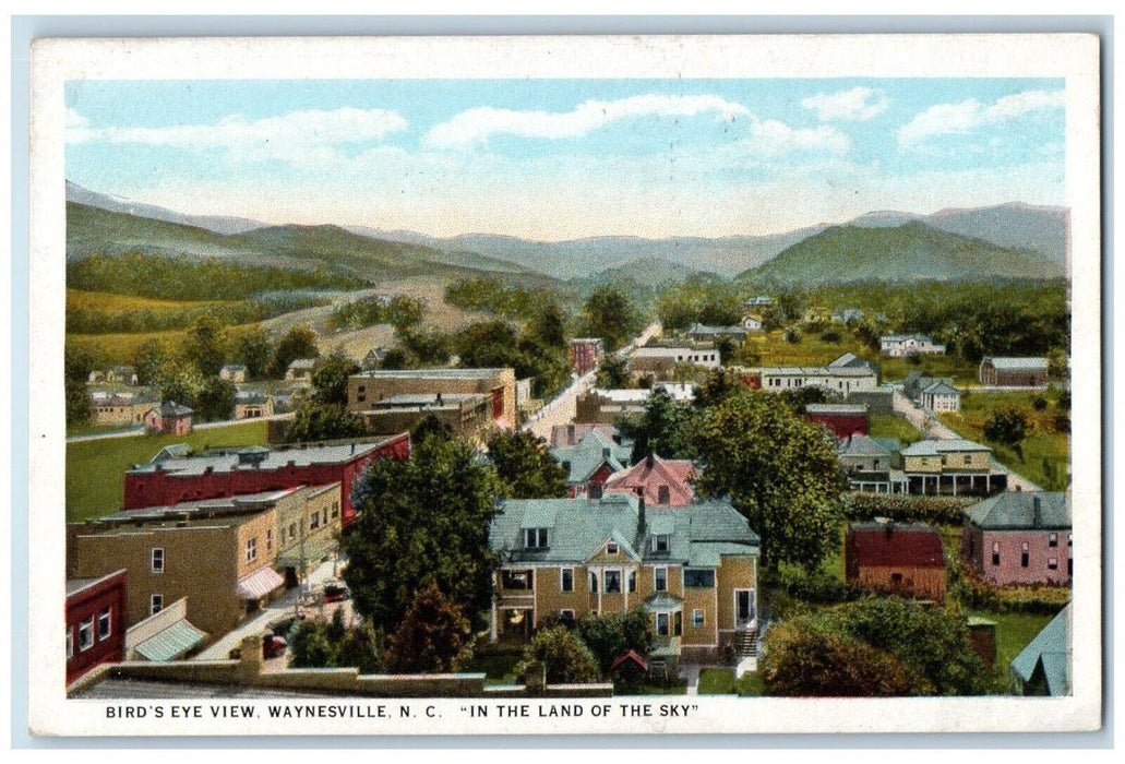 Bird's Eye View Waynesville North Carolina NC, In The Land Of The Sky Postcard