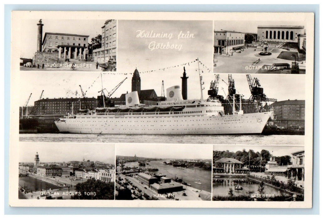 Multiview Sweden Ship MS Kungsholm Ocean Liner Cruise Ship RPPC Photo Postcard