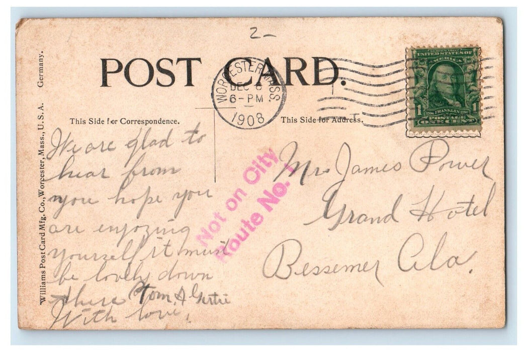 1908 View Of St. Vincent Hospital Building Worcester Massachusetts MA Postcard