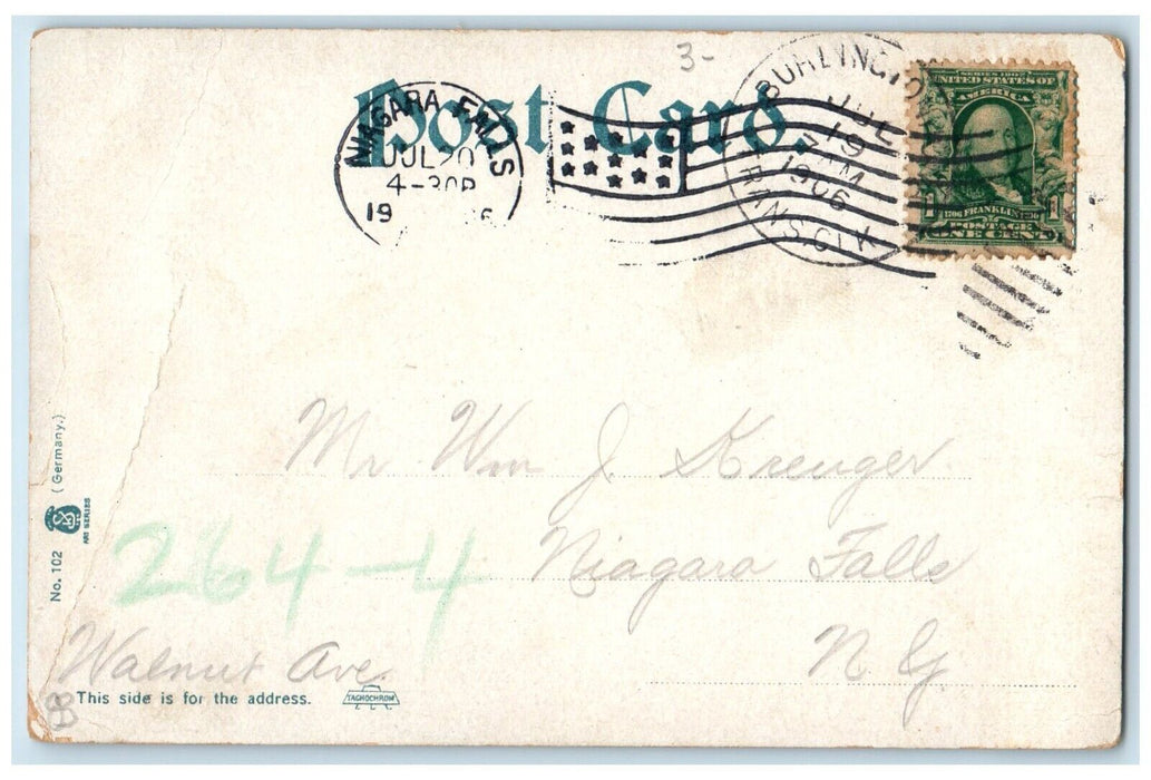 1906 C. B. & Q. Bridge Ship Crossing Mississippi River Burlington IA Postcard