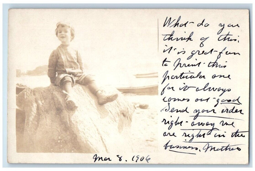 1906 Photographer Advertising Boy Child Indianapolis IN RPPC Photo Postcard