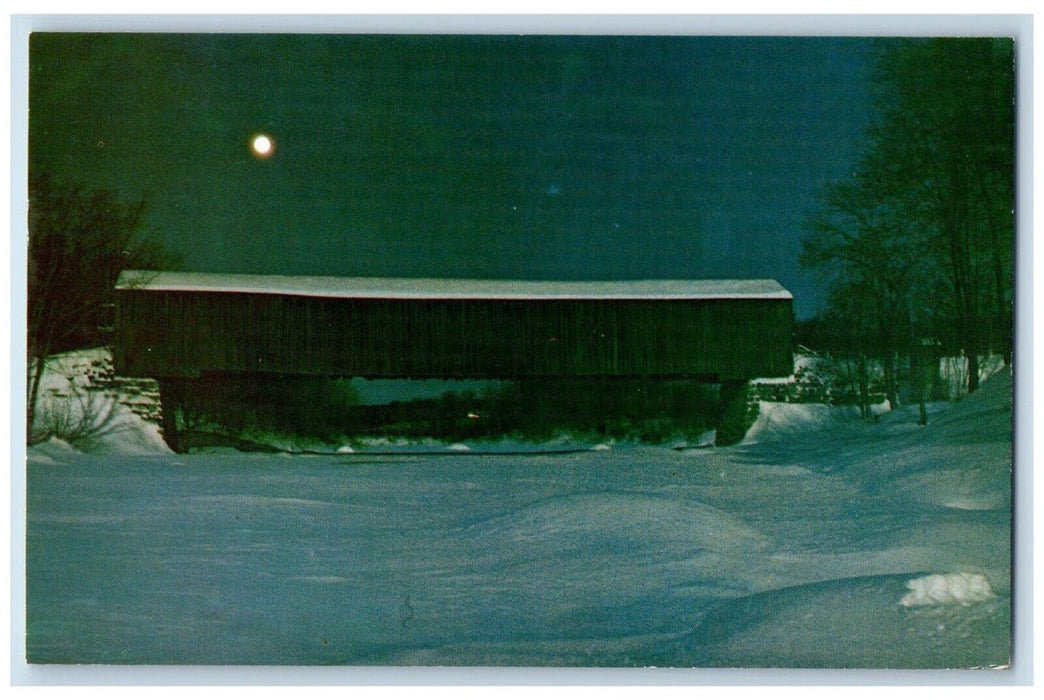 c1950's Low's Bridge By Moonlight Sangerville Maine ME Unposted Vintage Postcard