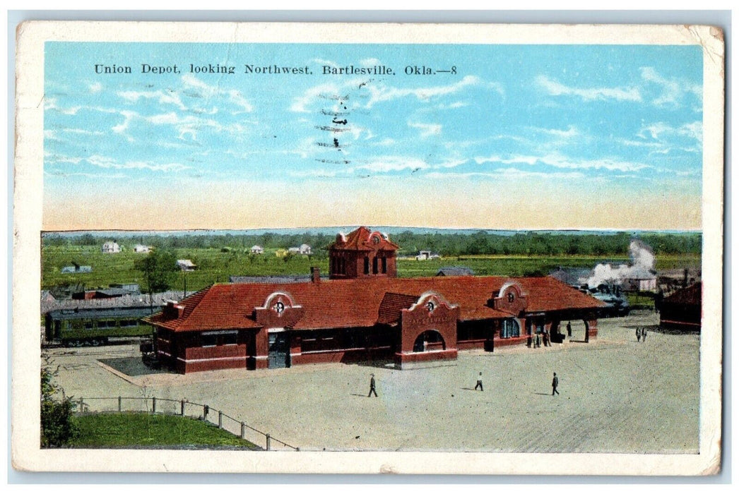 1927 Union Depot Station Looking Northwest Bartlesville Oklahoma OK Postcard
