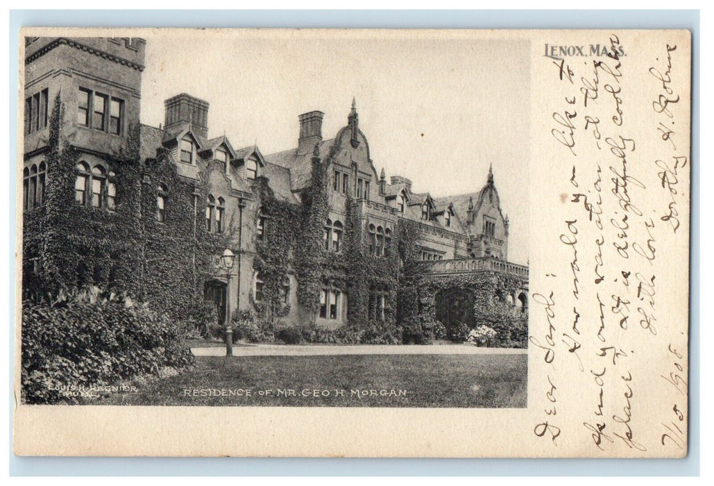 1908 Residence Of Mr. Geo H. Morgan Lenox Massachusetts MA Antique Postcard