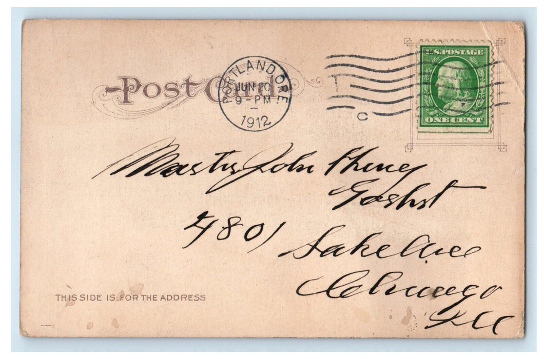 1912 Giant Fish, Kid, Embryo Fisherman and His Catch Portland OR Postcard