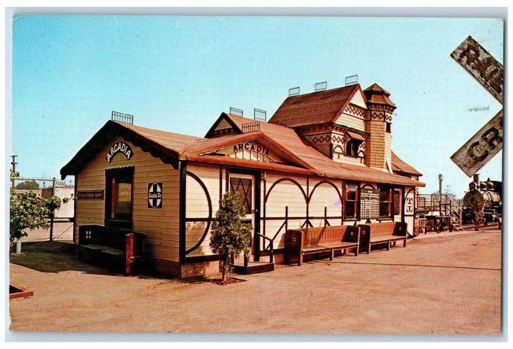 1975 Arcadia Station Depot Former Sante Fe Railway California CA Postcard