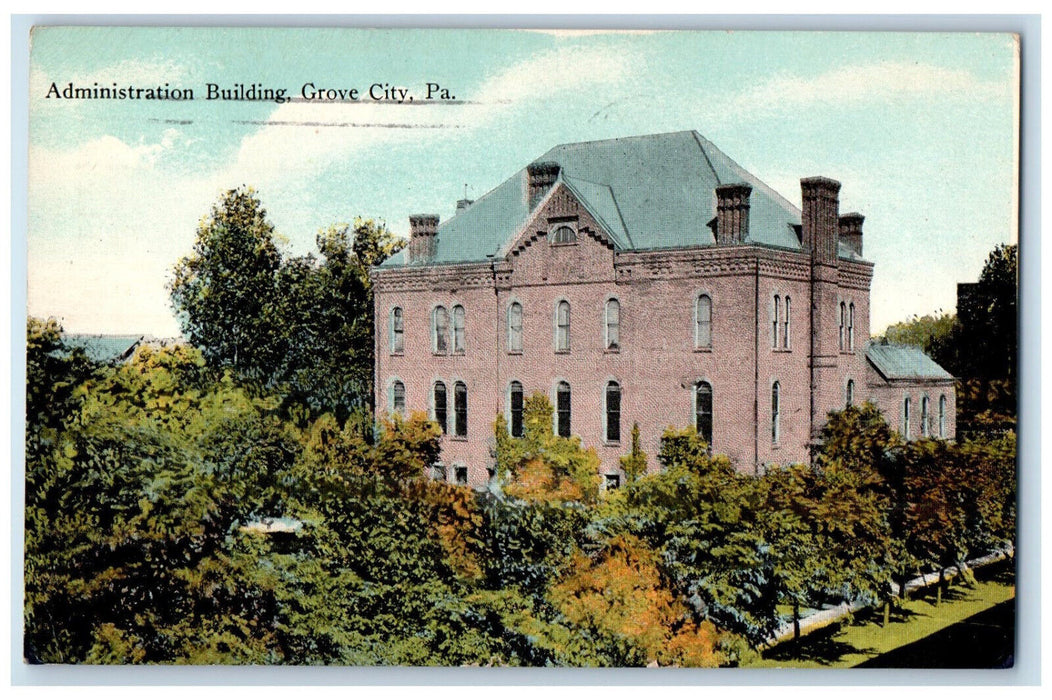 1916 Administration Building, Grove City Pennsylvania PA Antique Postcard