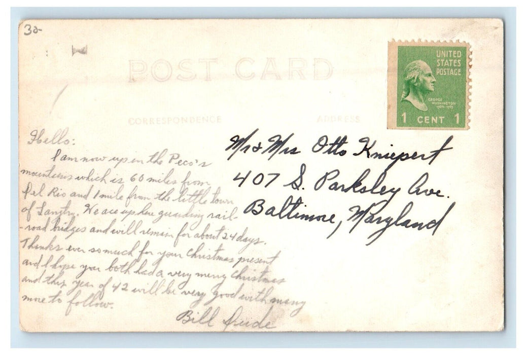 Judge Roy Bean Notary Public Law West Of Pecos RPPC Photo Posted Postcard