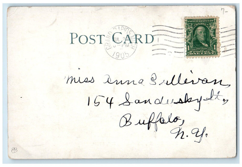 1905 Reed's Lake Boat Ship Grand Rapids Michigan MI Posted Antique Postcard
