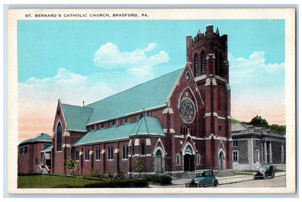 c1920's St. Bernard's Catholic Church Bradford Pennsylvania PA Postcard