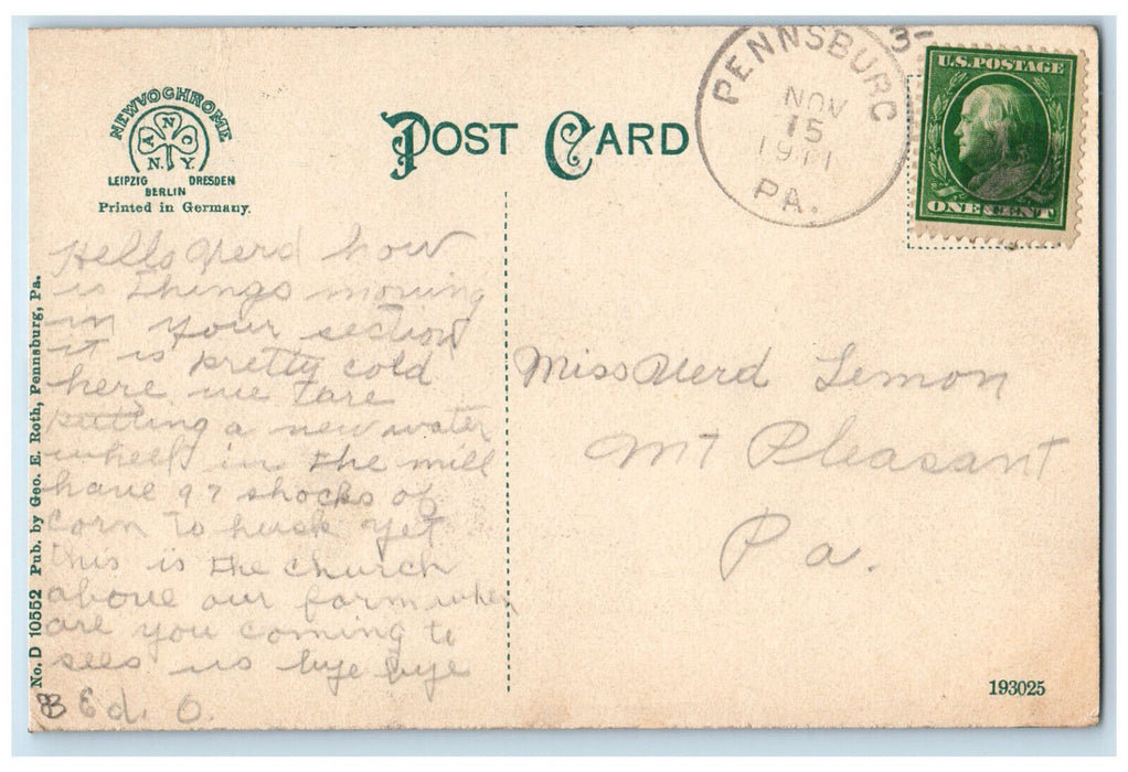 1909 Music Hall Wilson College Chambersburg Pennsylvania PA Antique Postcard