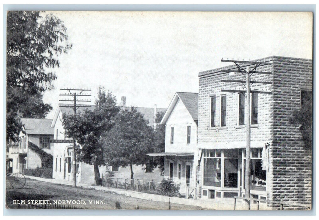 c1910's Elm Street View Houses Norwood Minnesota MN Unposted Antique Postcard