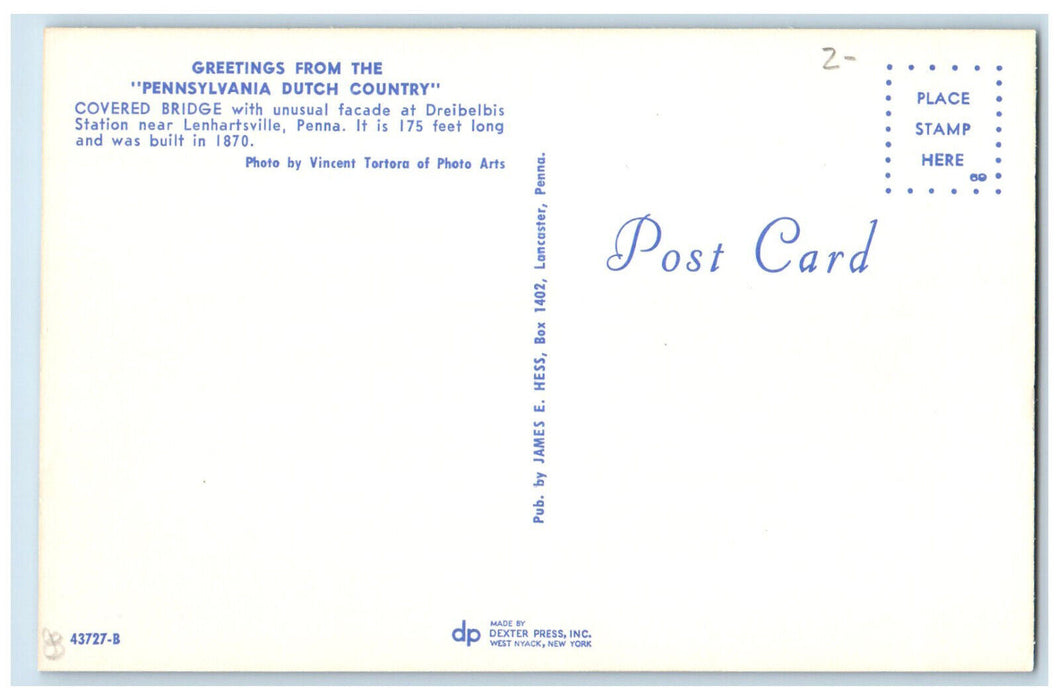 c1960's Covered Bridge Greetings from the Pennsylvania Dutch Country PA Postcard