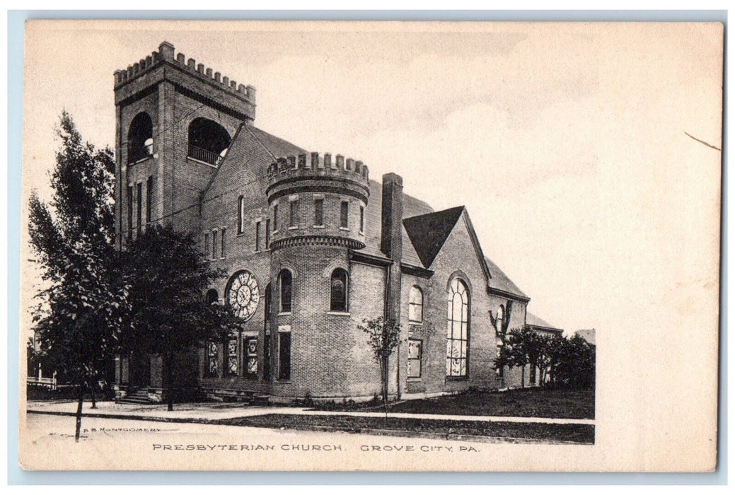 1913 Presbyterian Church, Grove City Pennsylvania PA BB Montgomery Postcard