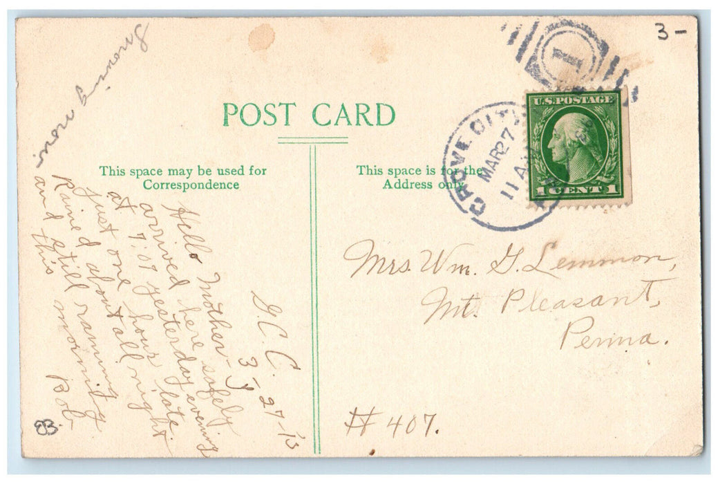 1913 Presbyterian Church, Grove City Pennsylvania PA BB Montgomery Postcard