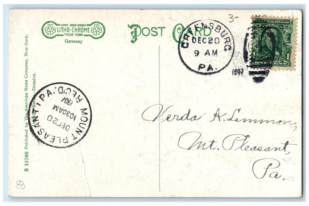 1907 Greensburg High School Greensburg Pennsylvania PA Antique Postcard
