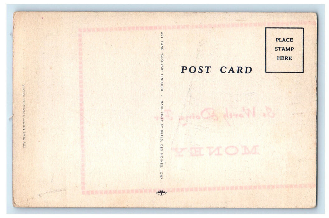 c1940's Walgreens, Shoes, Bank, Main Street, Evansville Indiana IN Postcard