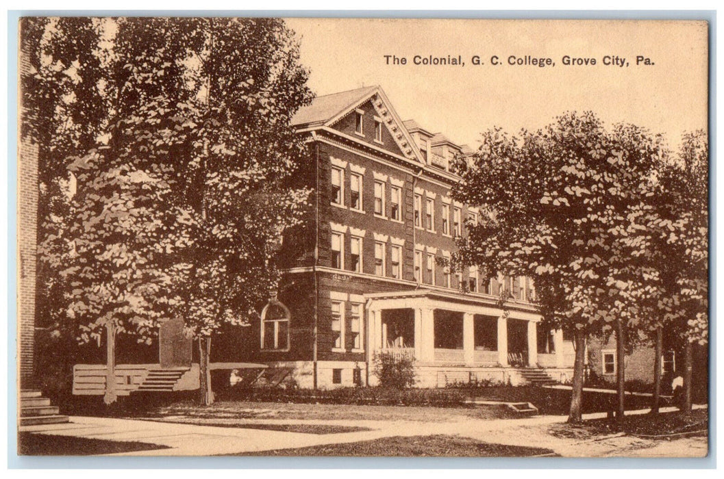 1914 The Colonial, G.C. College, Grove City Pennsylvania PA Posted Postcard