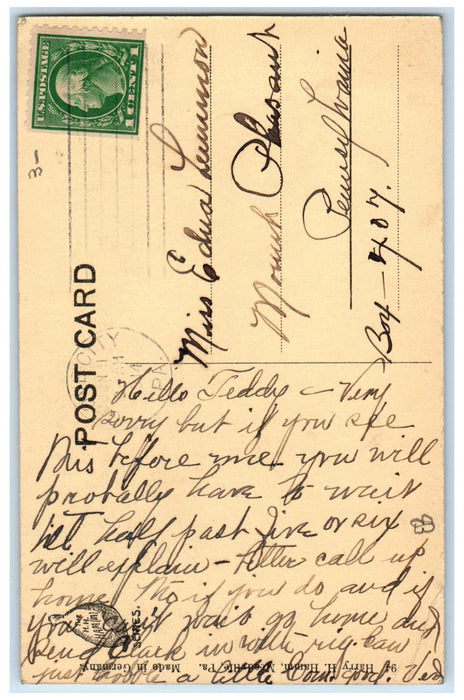 1914 The Colonial, G.C. College, Grove City Pennsylvania PA Posted Postcard