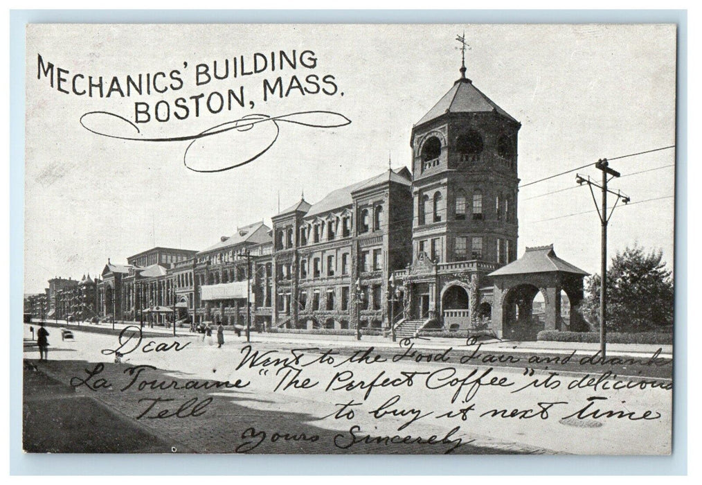 c1905 Mechanic's Building Street View Boston Massachusetts MA Antique Postcard