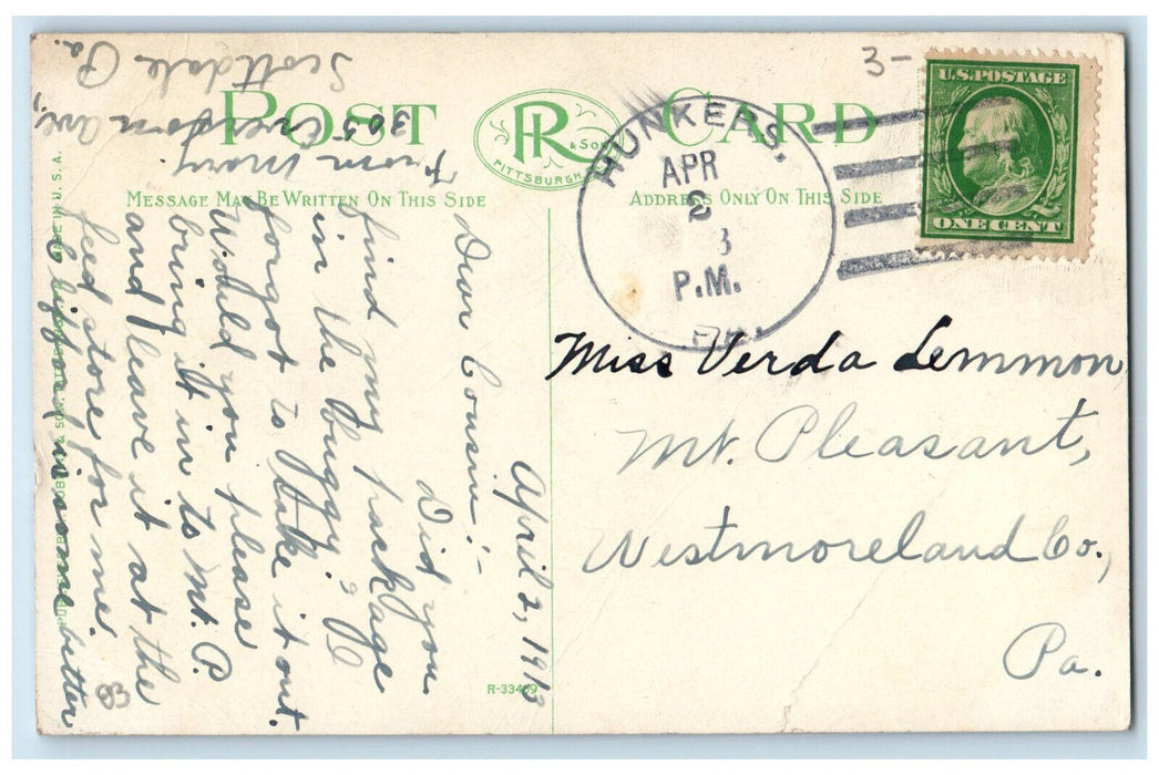 1913 Mulberry Street Showing ME Church Scottdale Pennsylvania PA Postcard