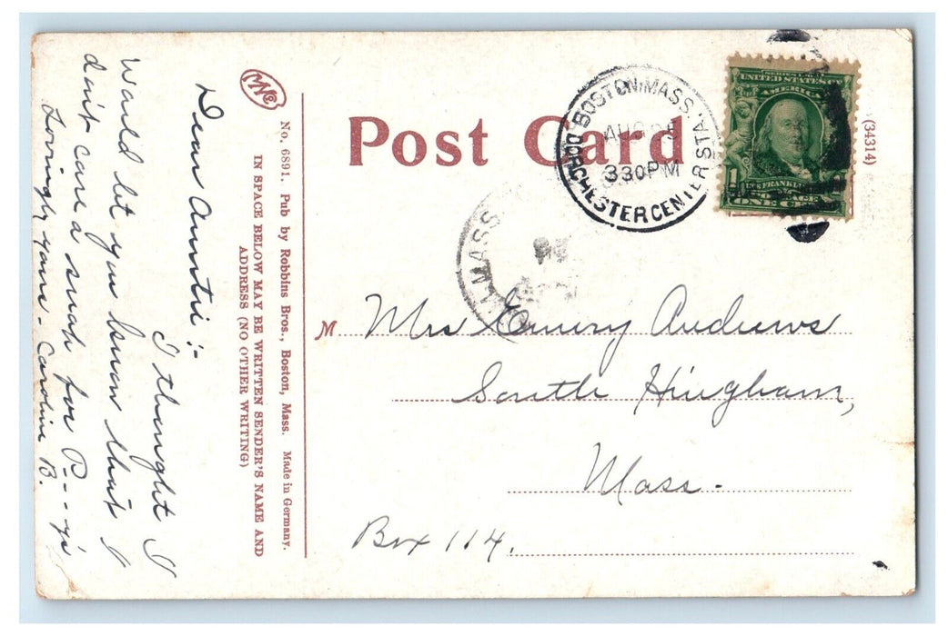 1908 Codman Square Dorchester MA, 2nd Church High School Building Postcard