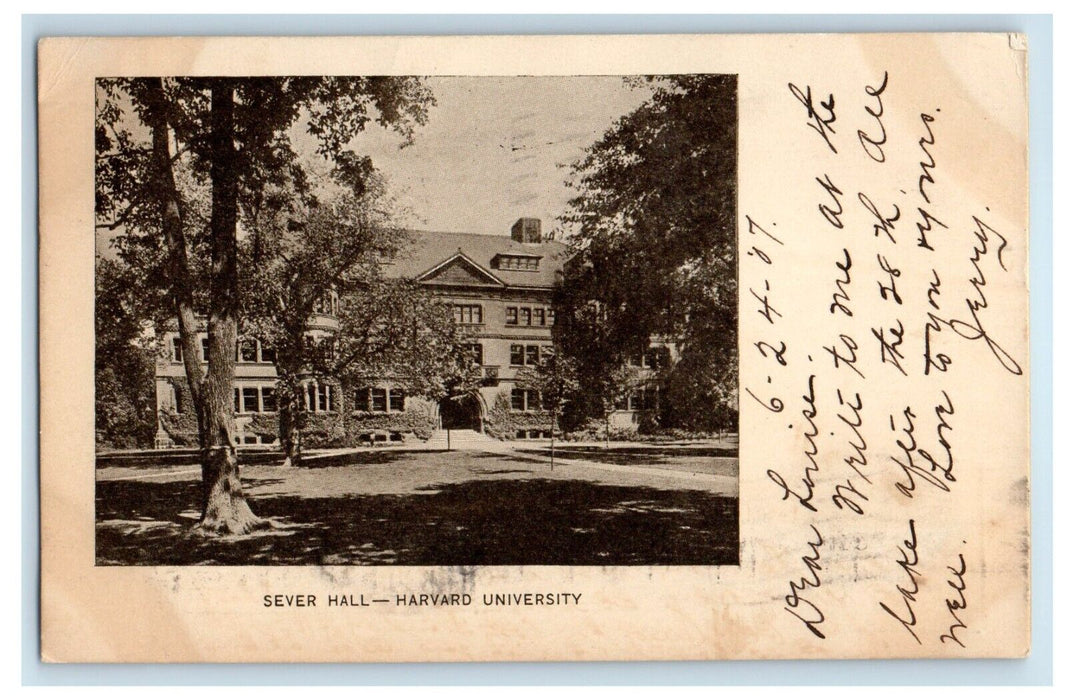 1907 Sever Hall Harvard University, Harvard Massachusetts MA Antique Postcard