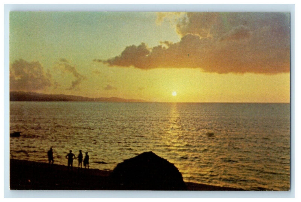Greetings From Croton Heights Michigan MI, View Of Sunset At The Beach Postcard