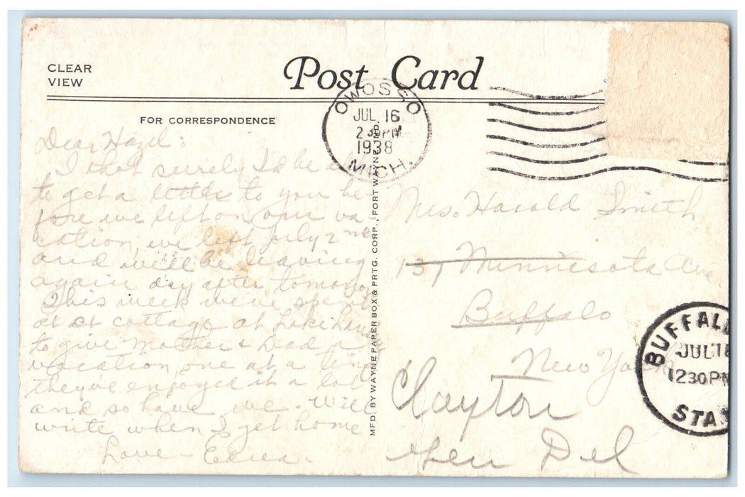 1938 Beaumont Tower Michigan State College E. Lansing Michigan MI Postcard