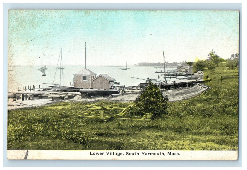 1914 Lower Village Boats South Yarmouth Massachusetts MA Posted Antique Postcard