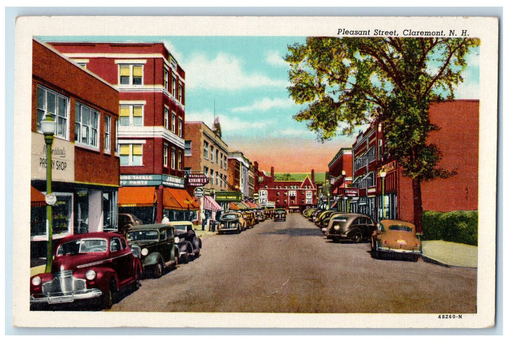 c1930's Pleasant Street, Claremont New Hampshire NH Vintage Unposted Postcard