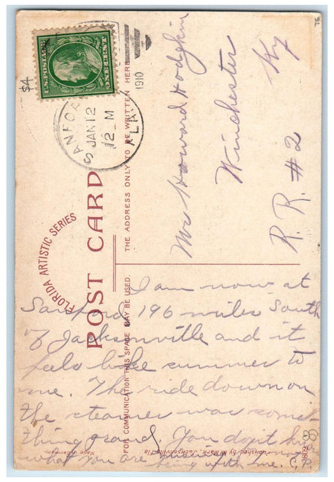 1910 The Elks Club Jacksonville Florida FL Sanford FL Antique Posted Postcard