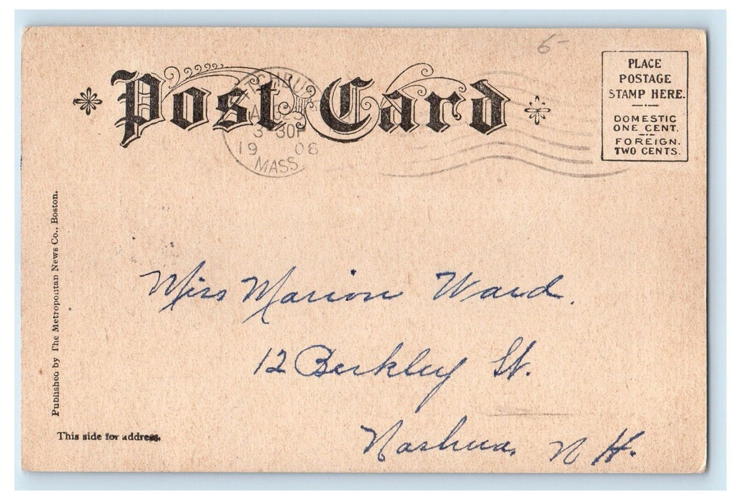 1906 Court House Building Street View Fitchburg Massachusetts MA Posted Postcard