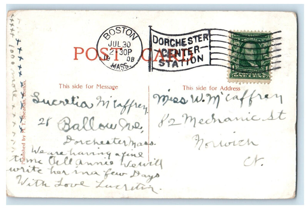 1908 Tremont Street Path Boston Common Massachusetts MA Posted Antique Postcard