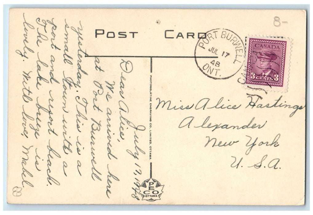 1948 Hotel Drugstore at Main Street Port Burtwell Ontario Canada Postcard