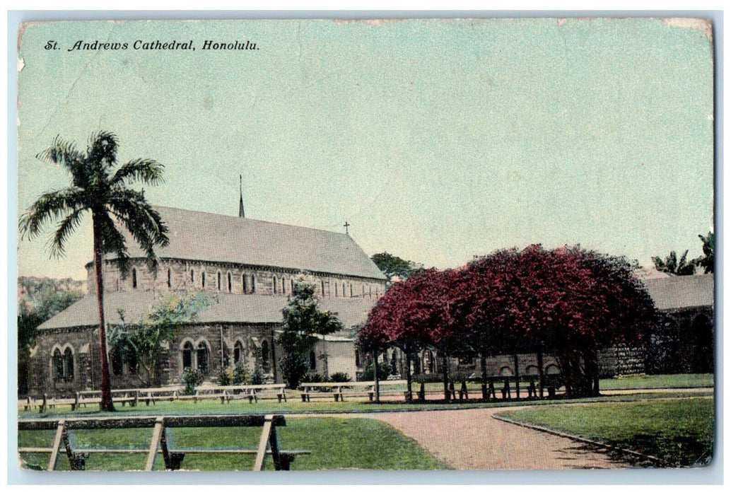 1912 St. Andrews Cathedral Honolulu Hawaii HI Antique Posted Postcard