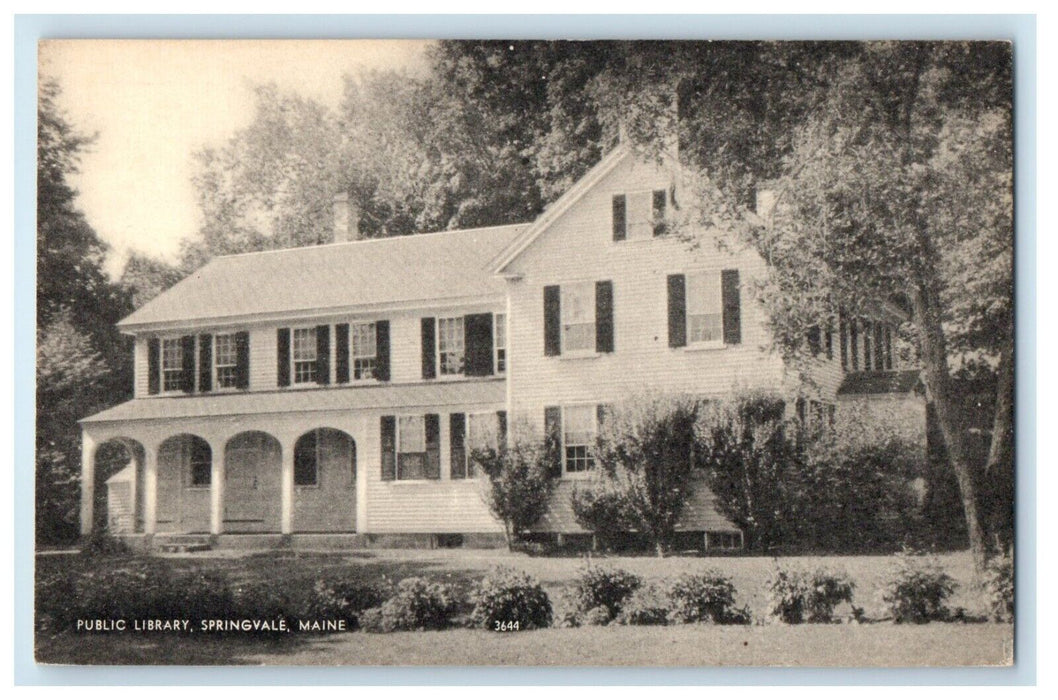 c1910's Public Library Building Springvale Maine ME Unposted Antique Postcard