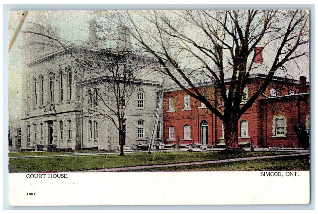c1910 Court House Located in Simcoe Ontario Canada Unposted Antique Postcard